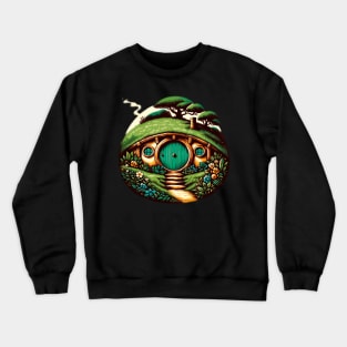 Enchanted Hobbit Haven: Whimsical Fantasy Door Art Crewneck Sweatshirt